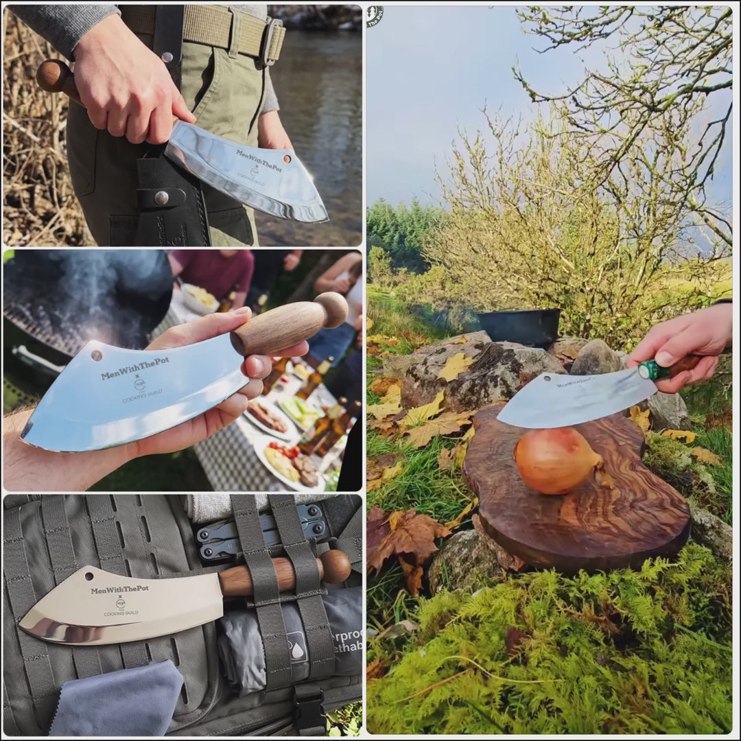The Original cleaver at work over the fire